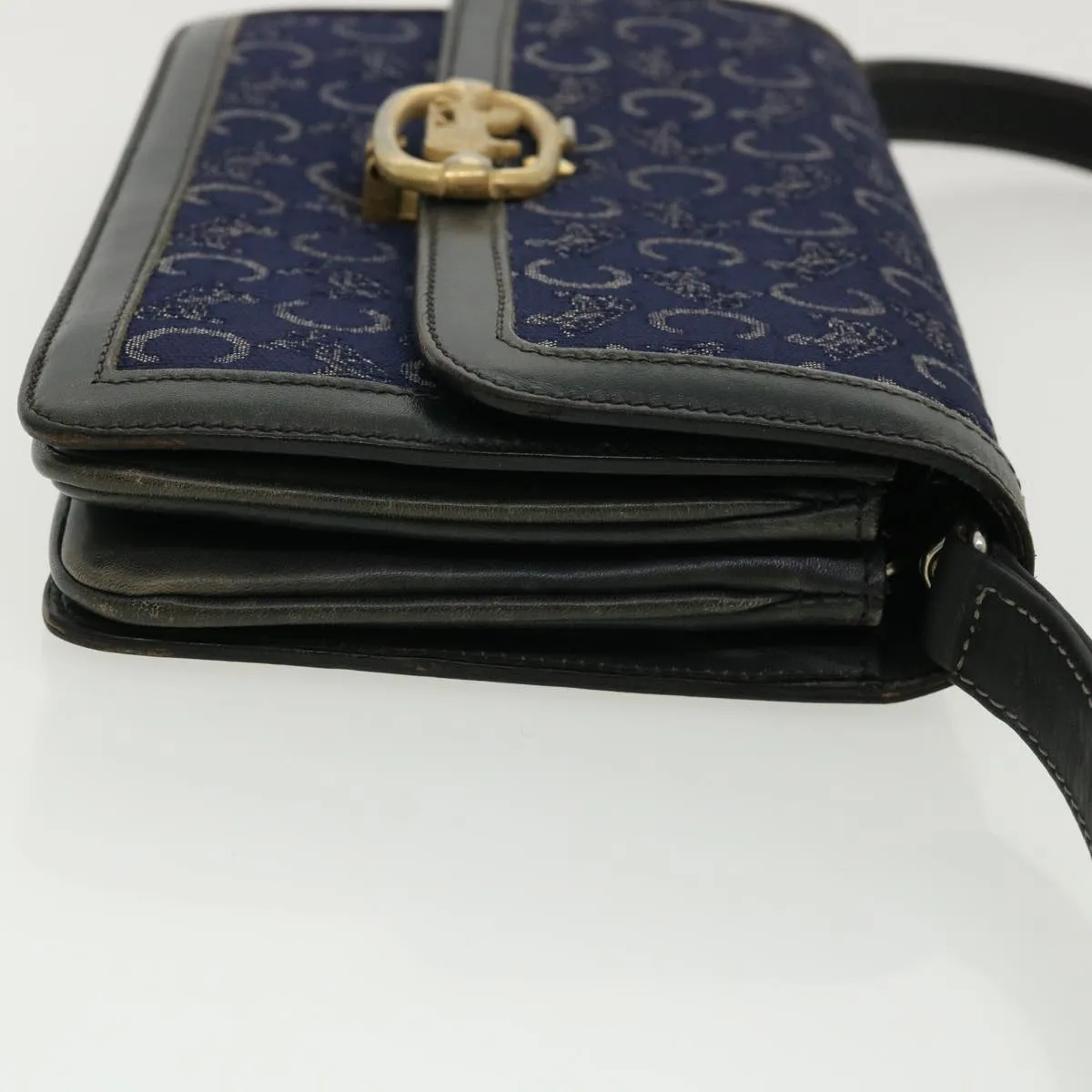 CELINE C Macadam Canvas Shoulder Bag Navy 33902