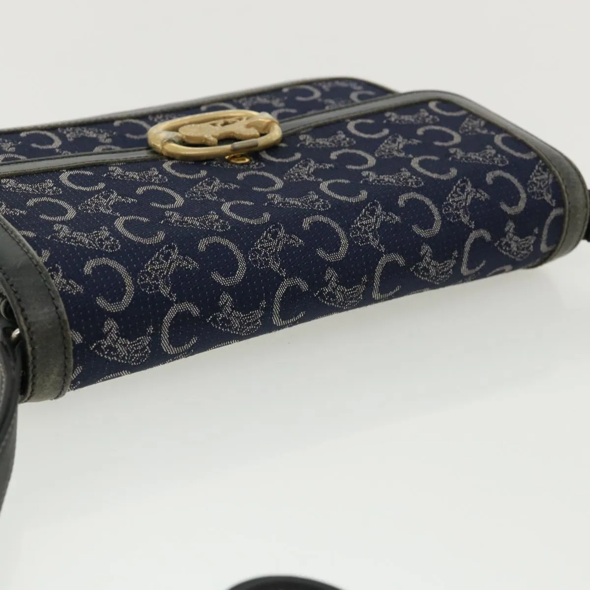 CELINE C Macadam Canvas Shoulder Bag Navy 33902