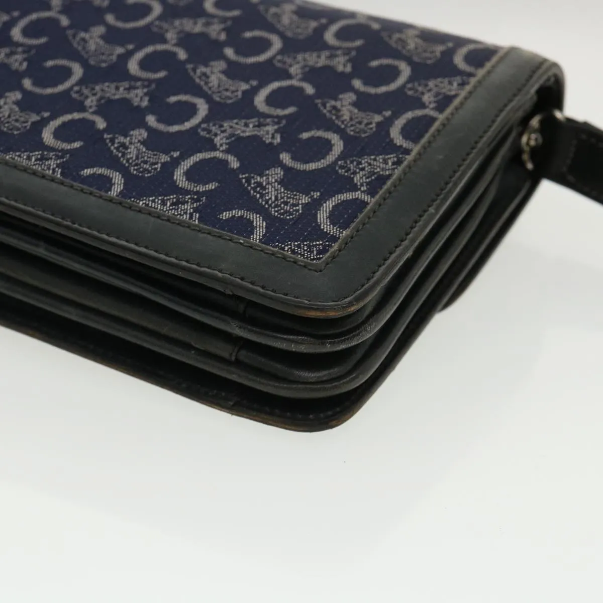 CELINE C Macadam Canvas Shoulder Bag Navy 33902