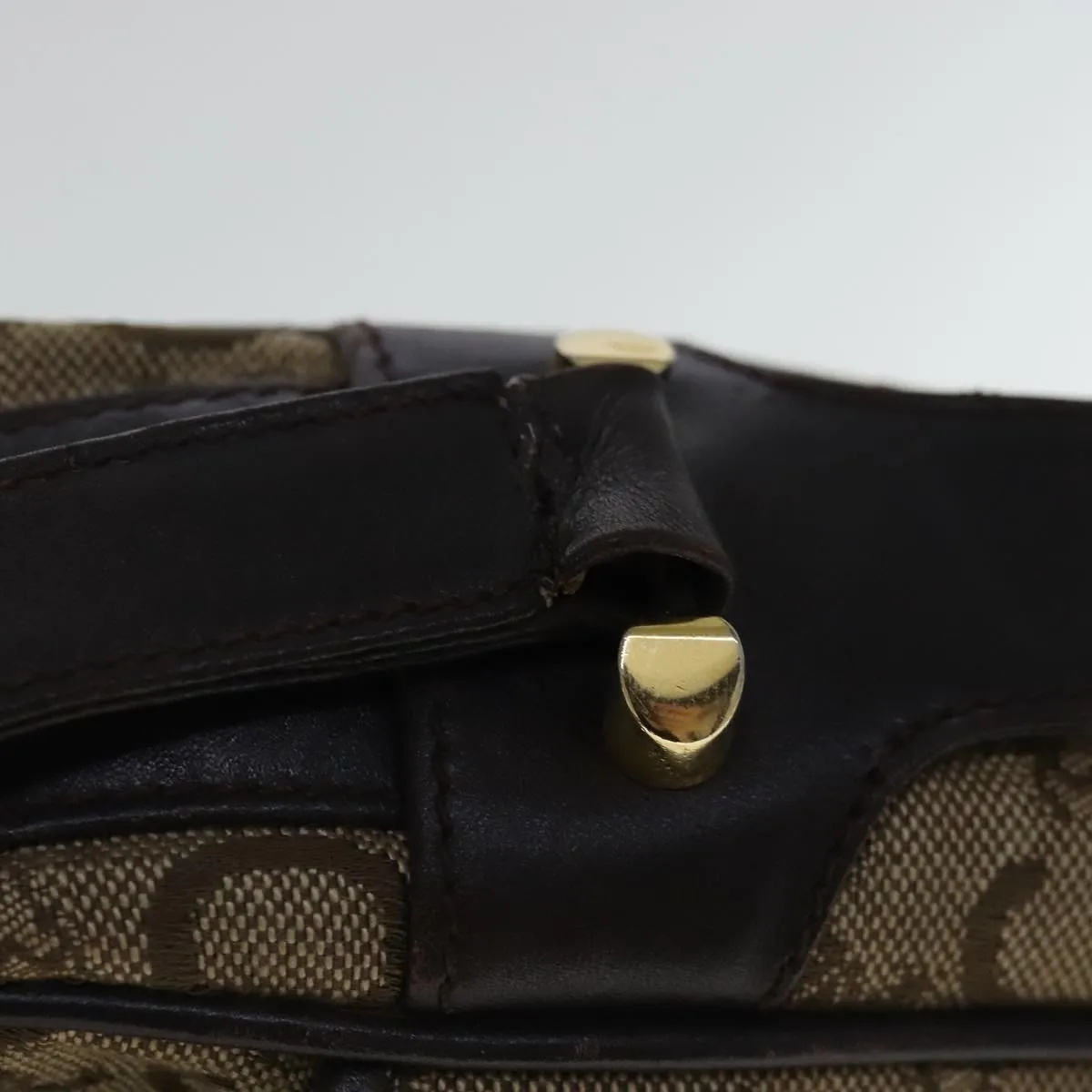 CELINE C Sulky Shoulder Bag Beige Dark Brown Gold bs19149