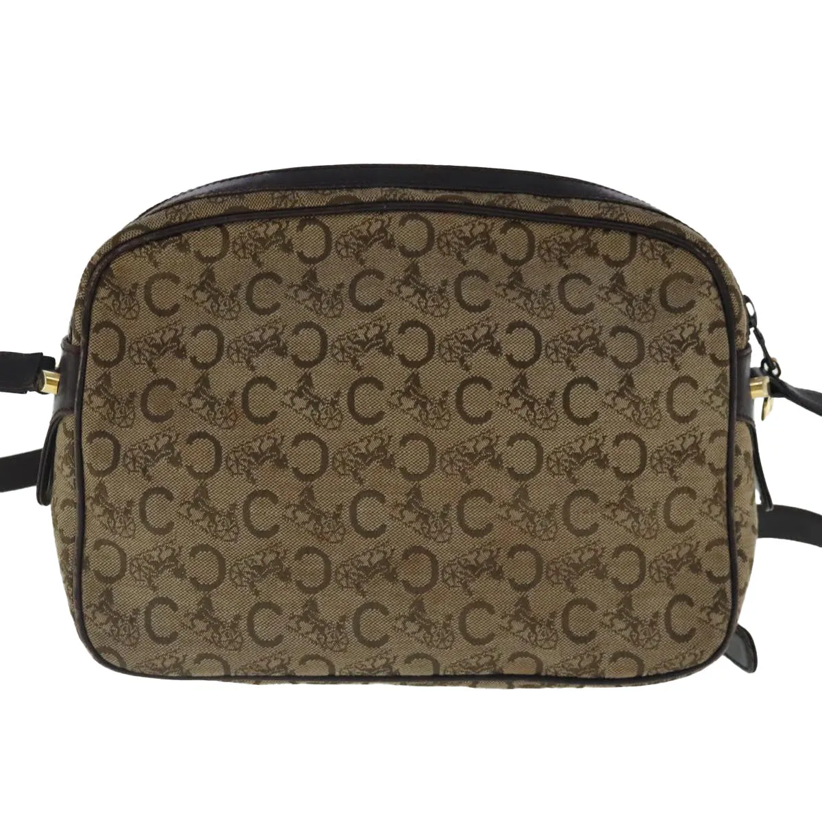 CELINE C Sulky Shoulder Bag Beige Dark Brown Gold bs19149