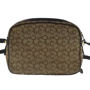 CELINE C Sulky Shoulder Bag Beige Dark Brown Gold bs19149