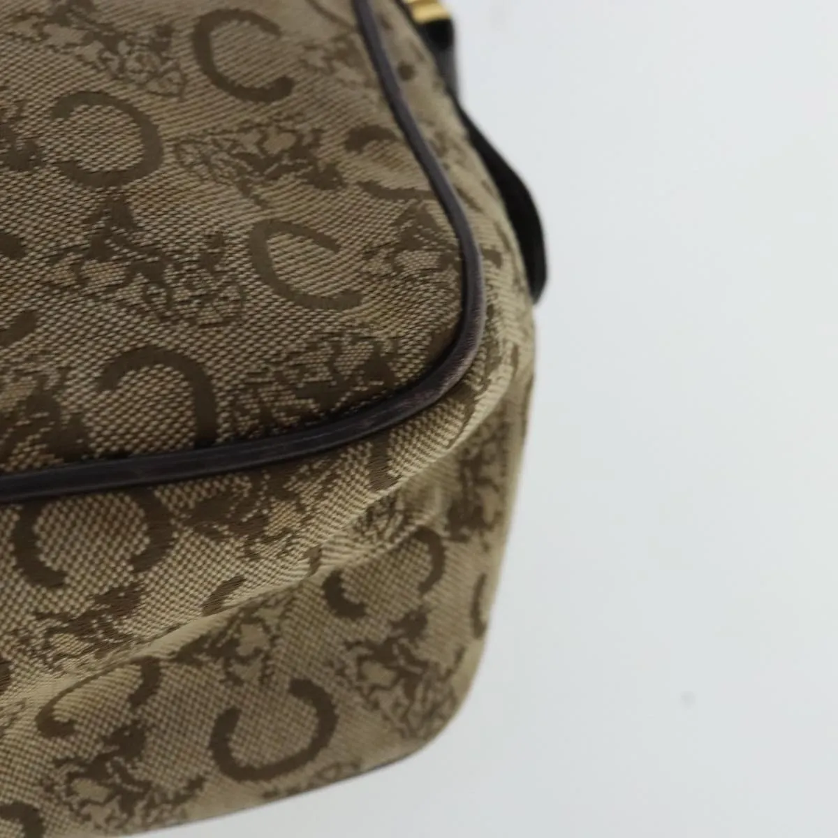 CELINE C Sulky Shoulder Bag Beige Dark Brown Gold bs19149