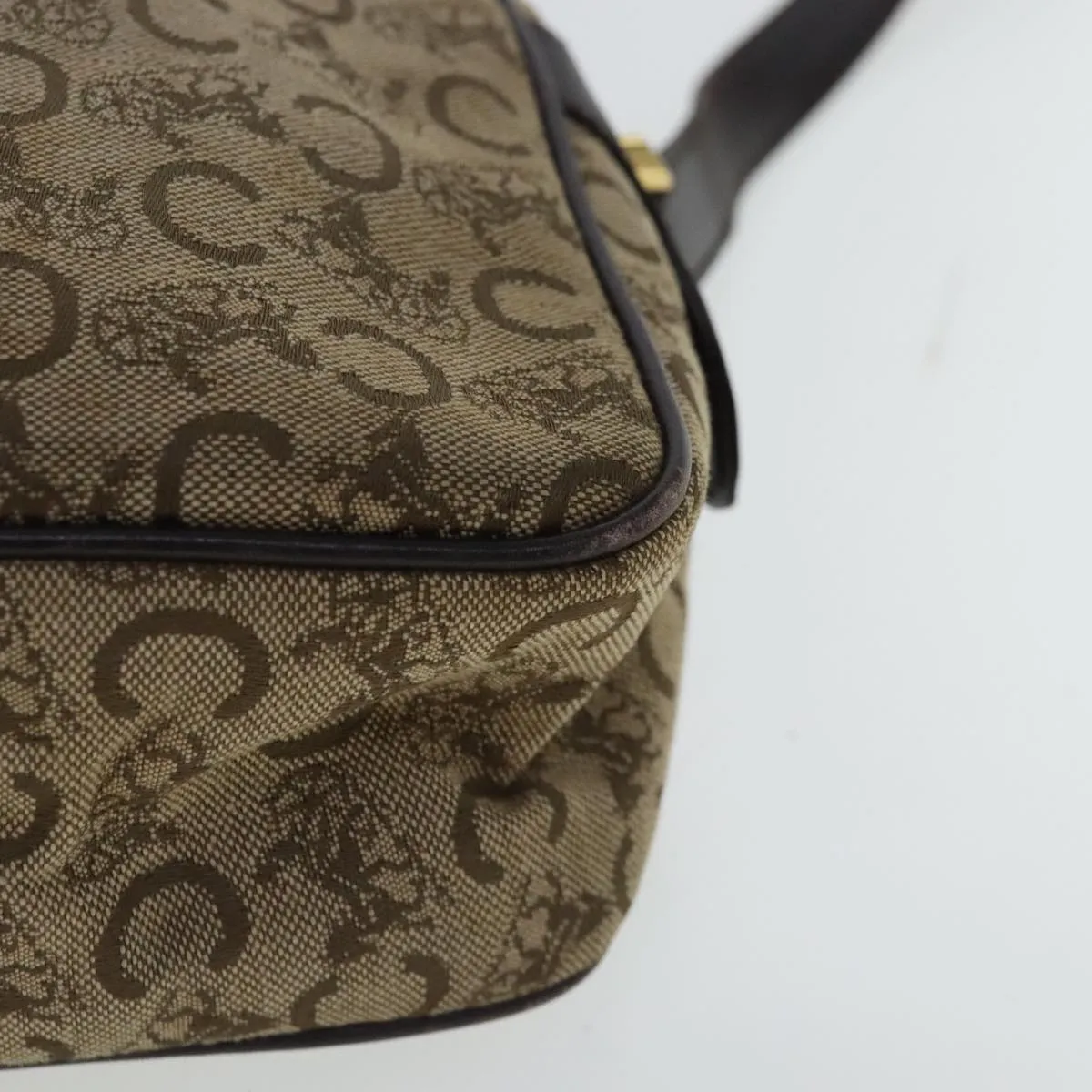 CELINE C Sulky Shoulder Bag Beige Dark Brown Gold bs19149