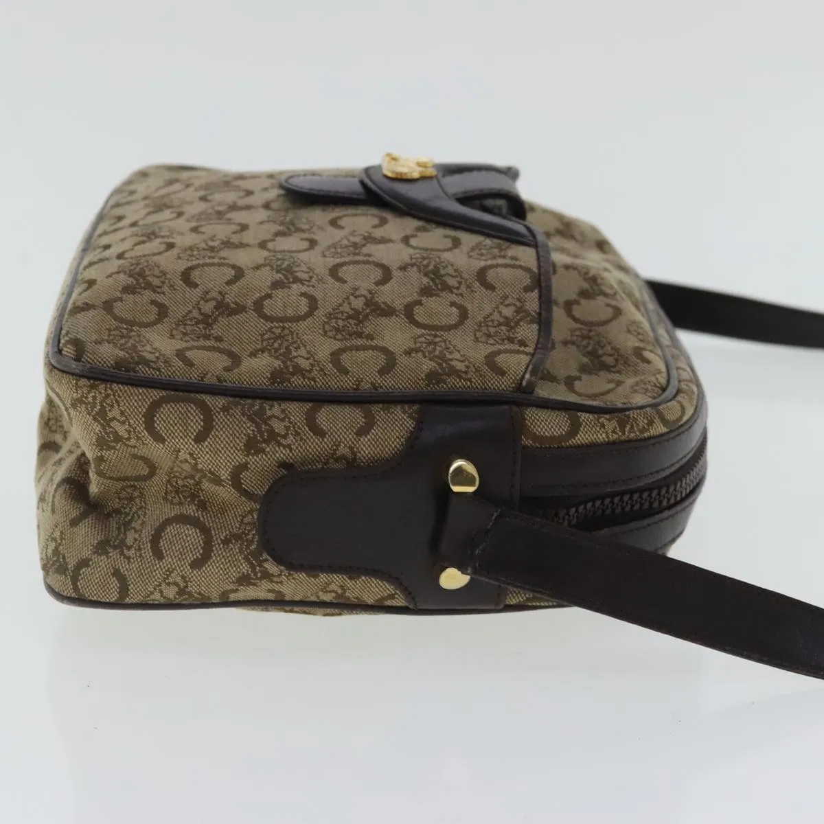 CELINE C Sulky Shoulder Bag Beige Dark Brown Gold bs19149