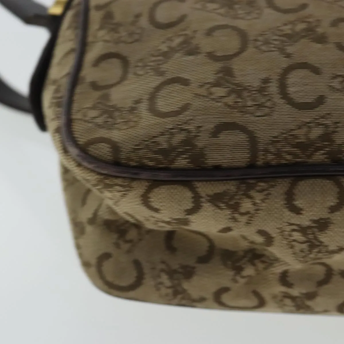 CELINE C Sulky Shoulder Bag Beige Dark Brown Gold bs19149