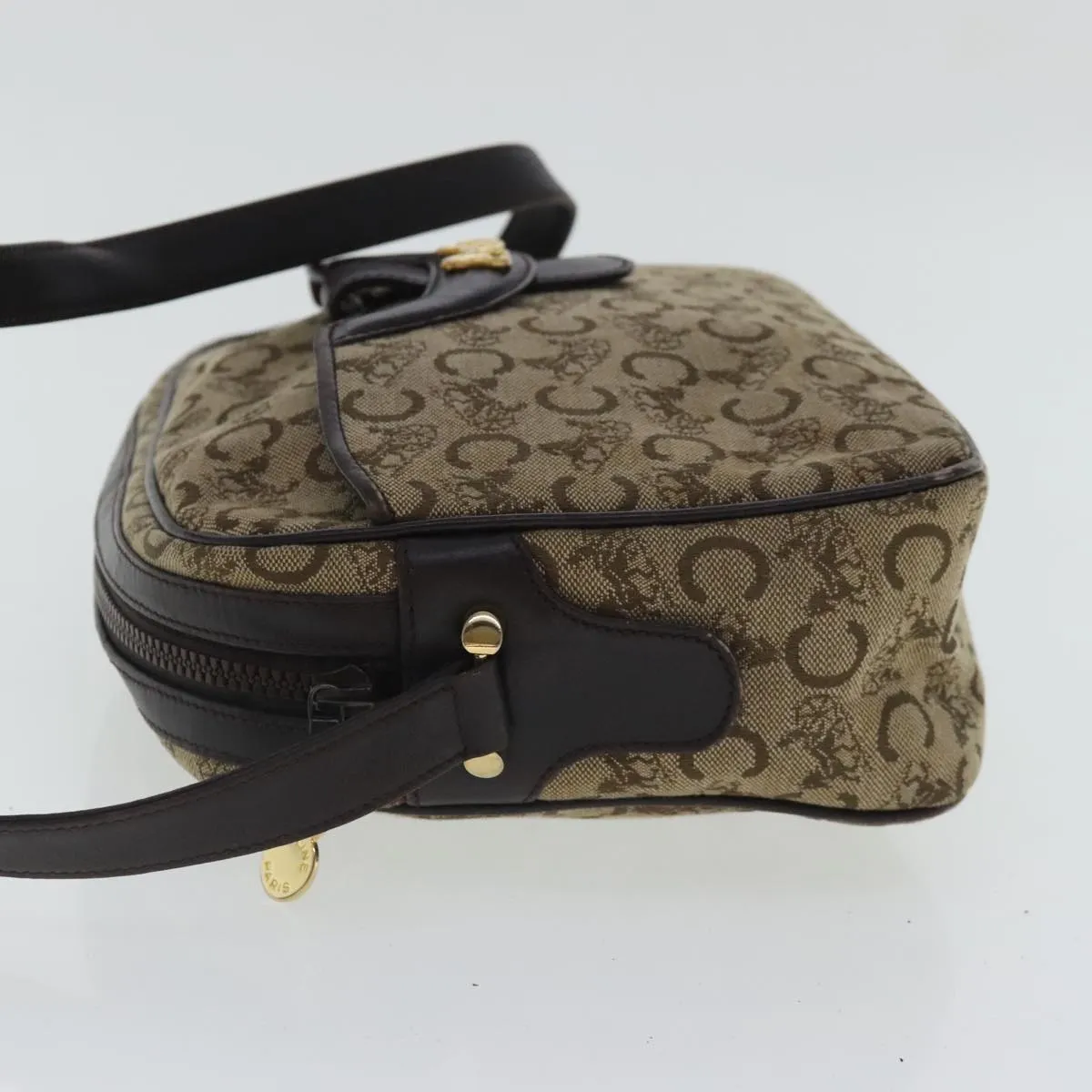 CELINE C Sulky Shoulder Bag Beige Dark Brown Gold bs19149