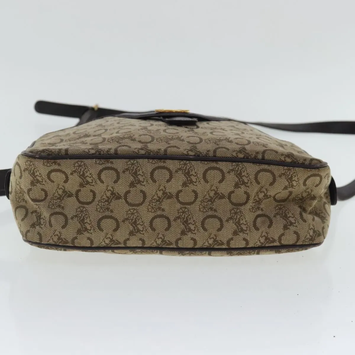 CELINE C Sulky Shoulder Bag Beige Dark Brown Gold bs19149
