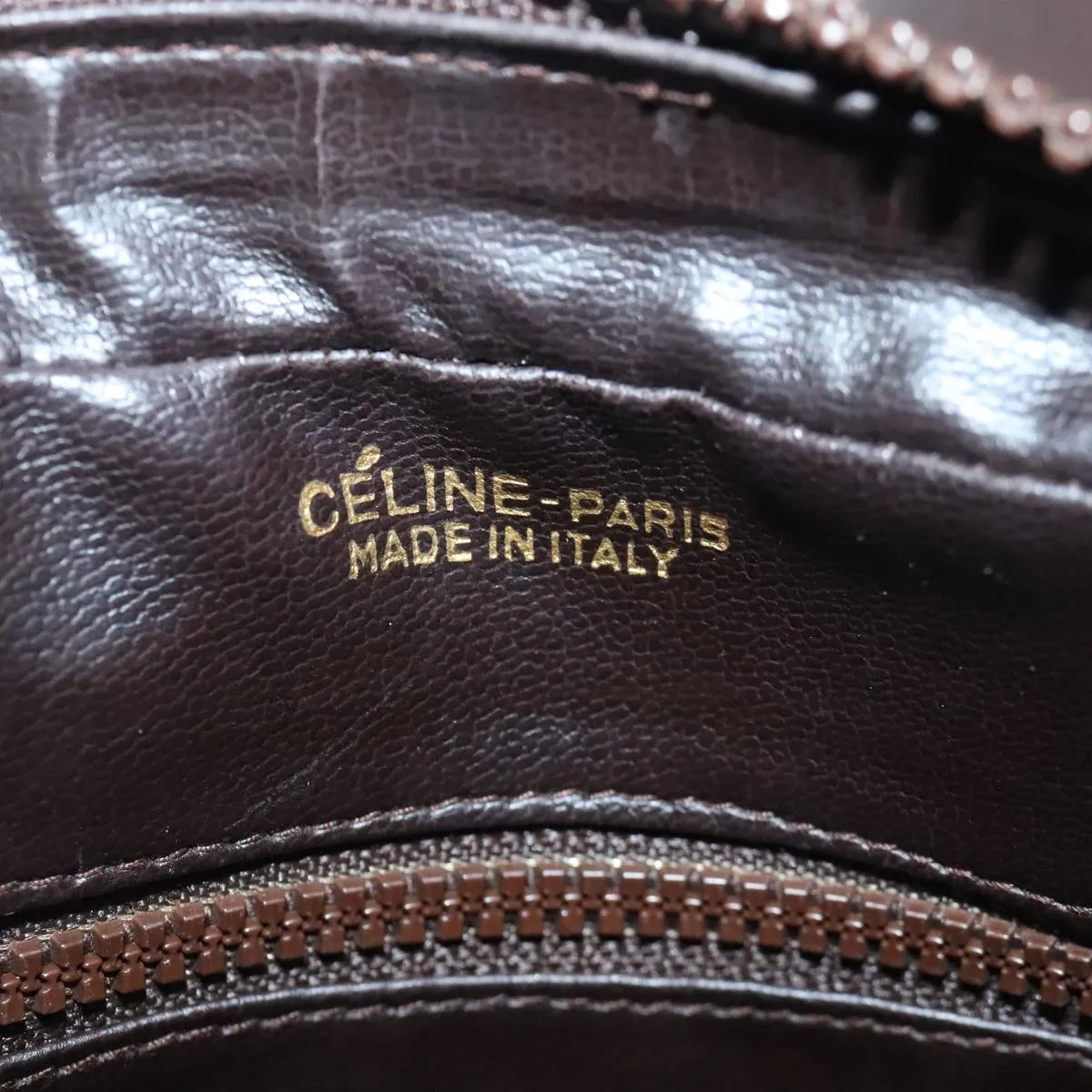 CELINE C Sulky Shoulder Bag Beige Dark Brown Gold bs19149