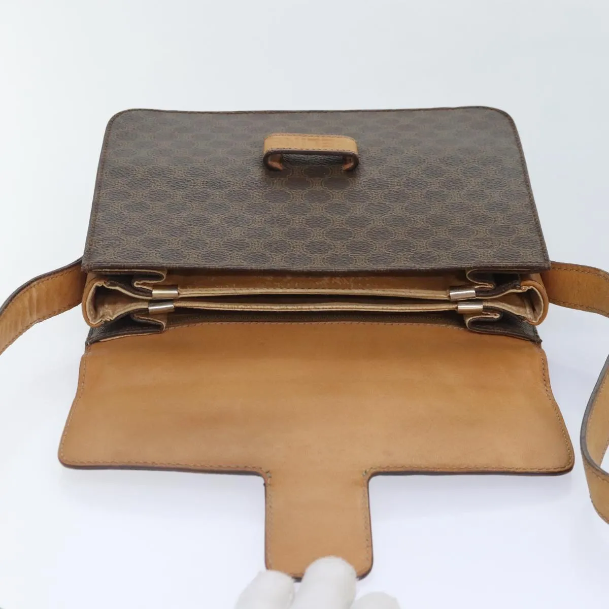 CELINE Macadam Canvas Shoulder Bag PVC Brown bs18084