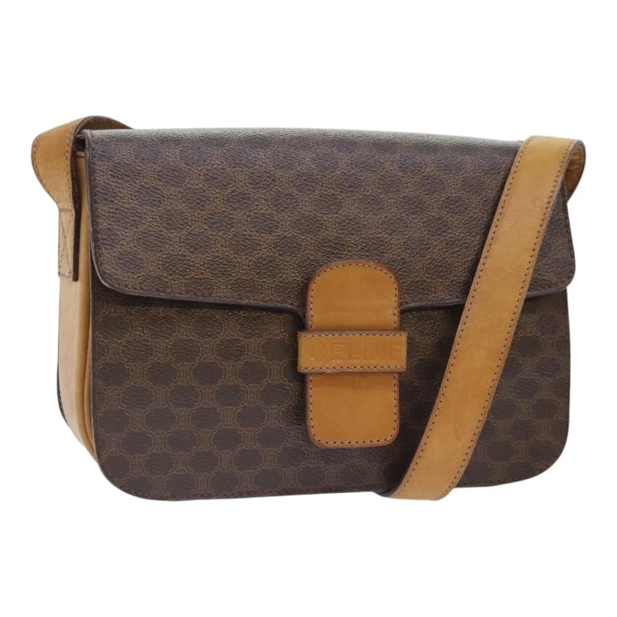 CELINE Macadam Canvas Shoulder Bag PVC Brown bs18084