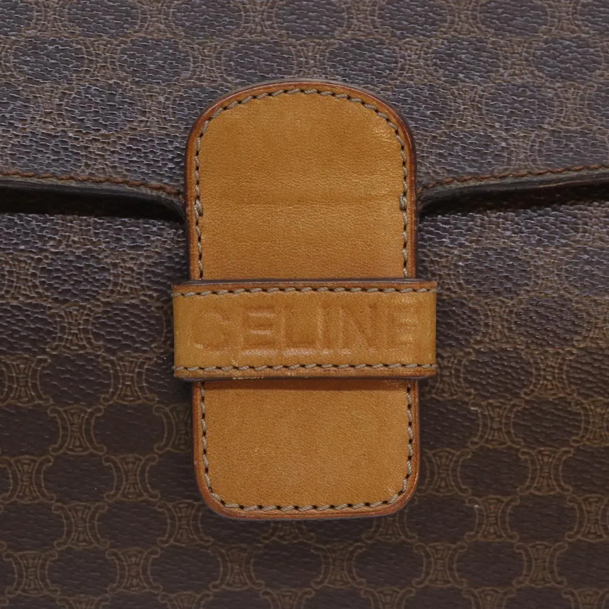 CELINE Macadam Canvas Shoulder Bag PVC Brown bs18084