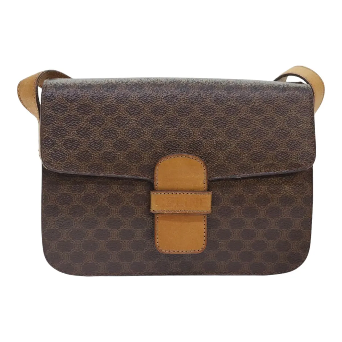 CELINE Macadam Canvas Shoulder Bag PVC Brown bs18084