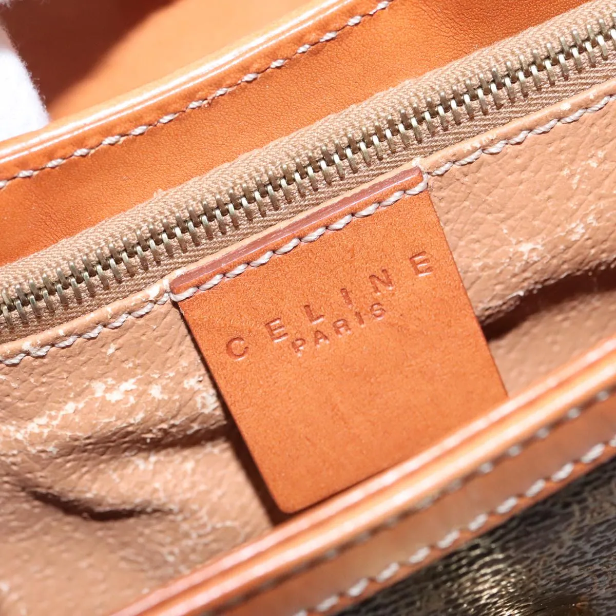 CELINE Macadam Canvas Shoulder Bag PVC Leather Brown Gold 97279