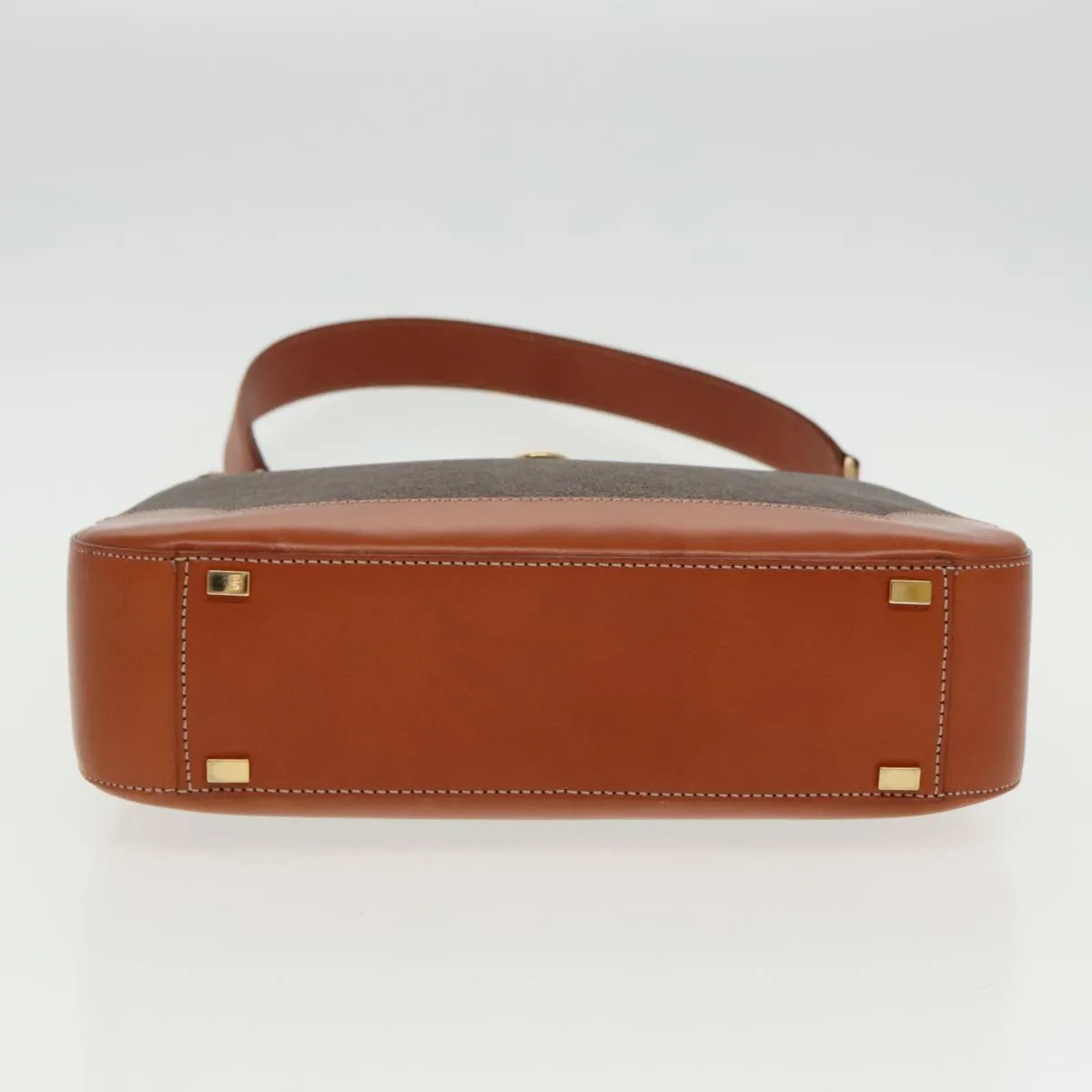 CELINE Macadam Canvas Shoulder Bag PVC Leather Brown Gold 97279