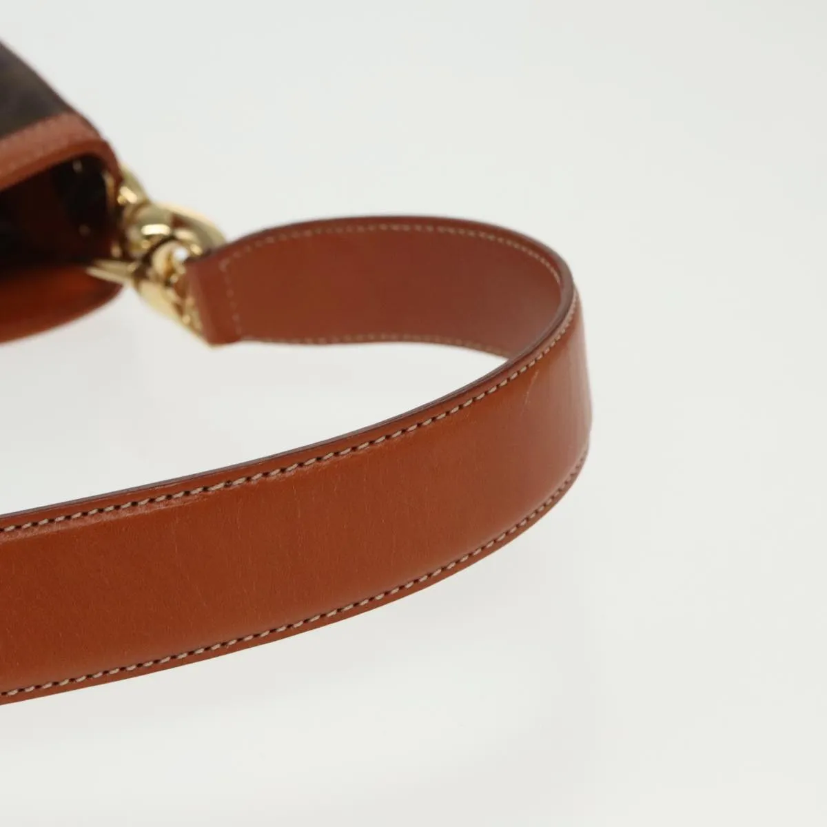 CELINE Macadam Canvas Shoulder Bag PVC Leather Brown Gold 97279