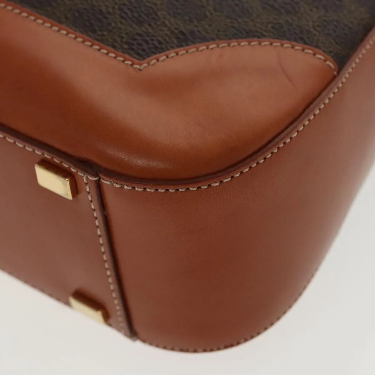 CELINE Macadam Canvas Shoulder Bag PVC Leather Brown Gold 97279