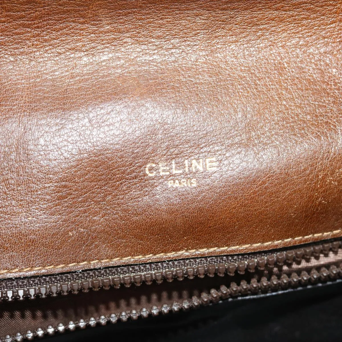 CELINE Shoulder Bag Leather Brown 68342