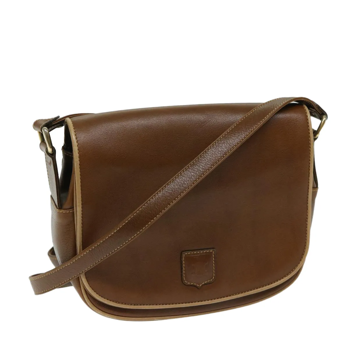 CELINE Shoulder Bag Leather Brown 68342