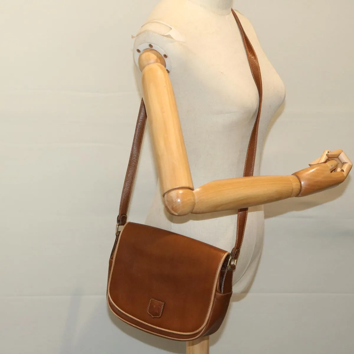 CELINE Shoulder Bag Leather Brown 68342