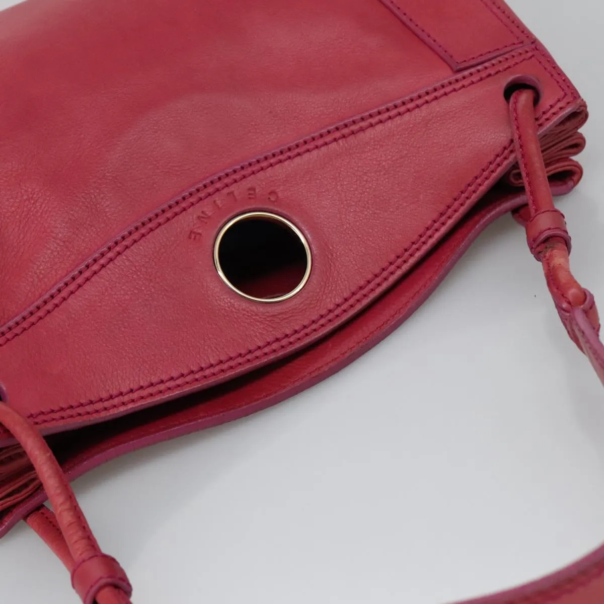 CELINE Shoulder Bag Leather Pink Gold yk15928