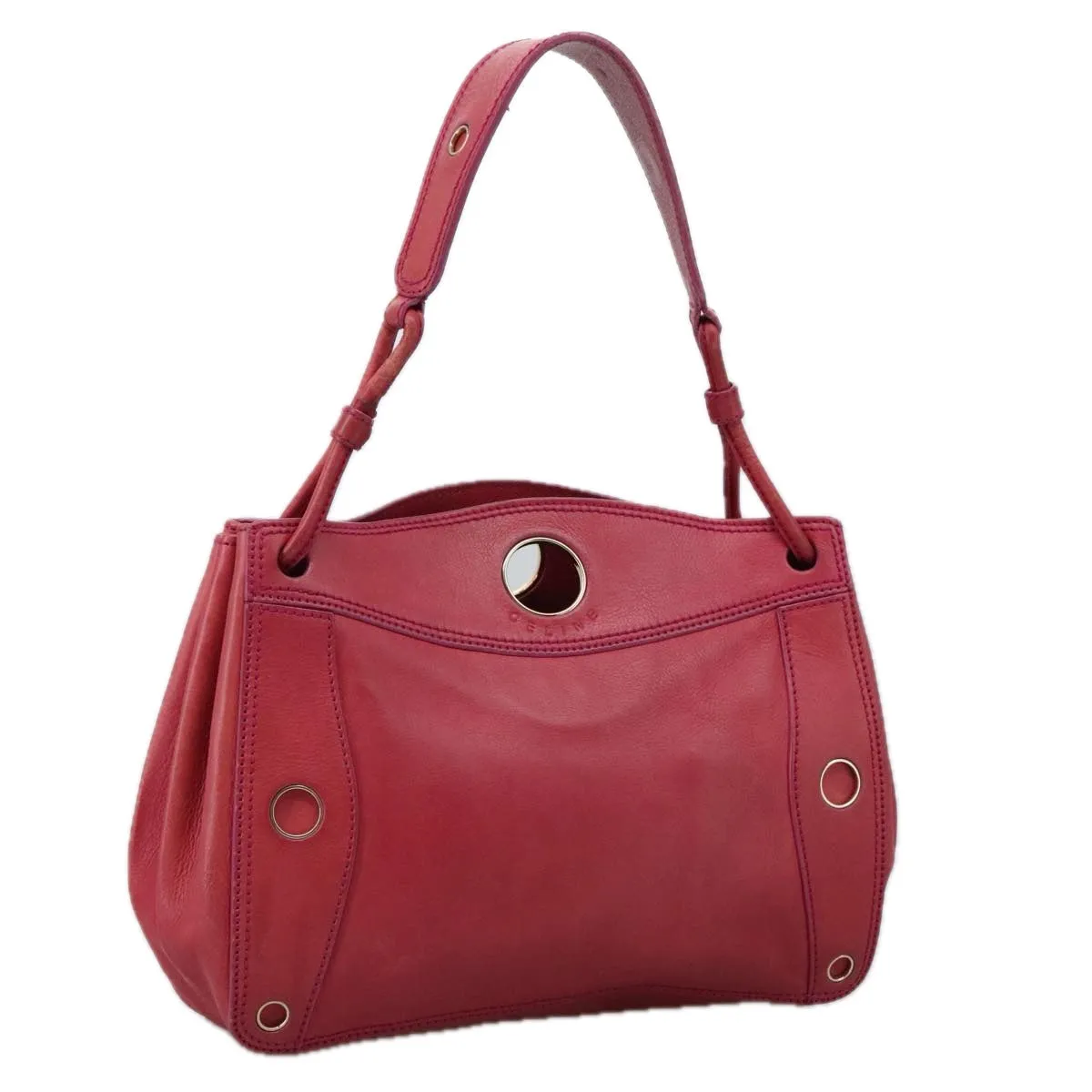 CELINE Shoulder Bag Leather Pink Gold yk15928