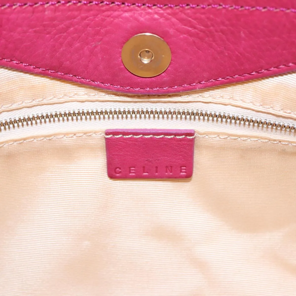 CELINE Shoulder Bag Leather Pink Gold yk15928