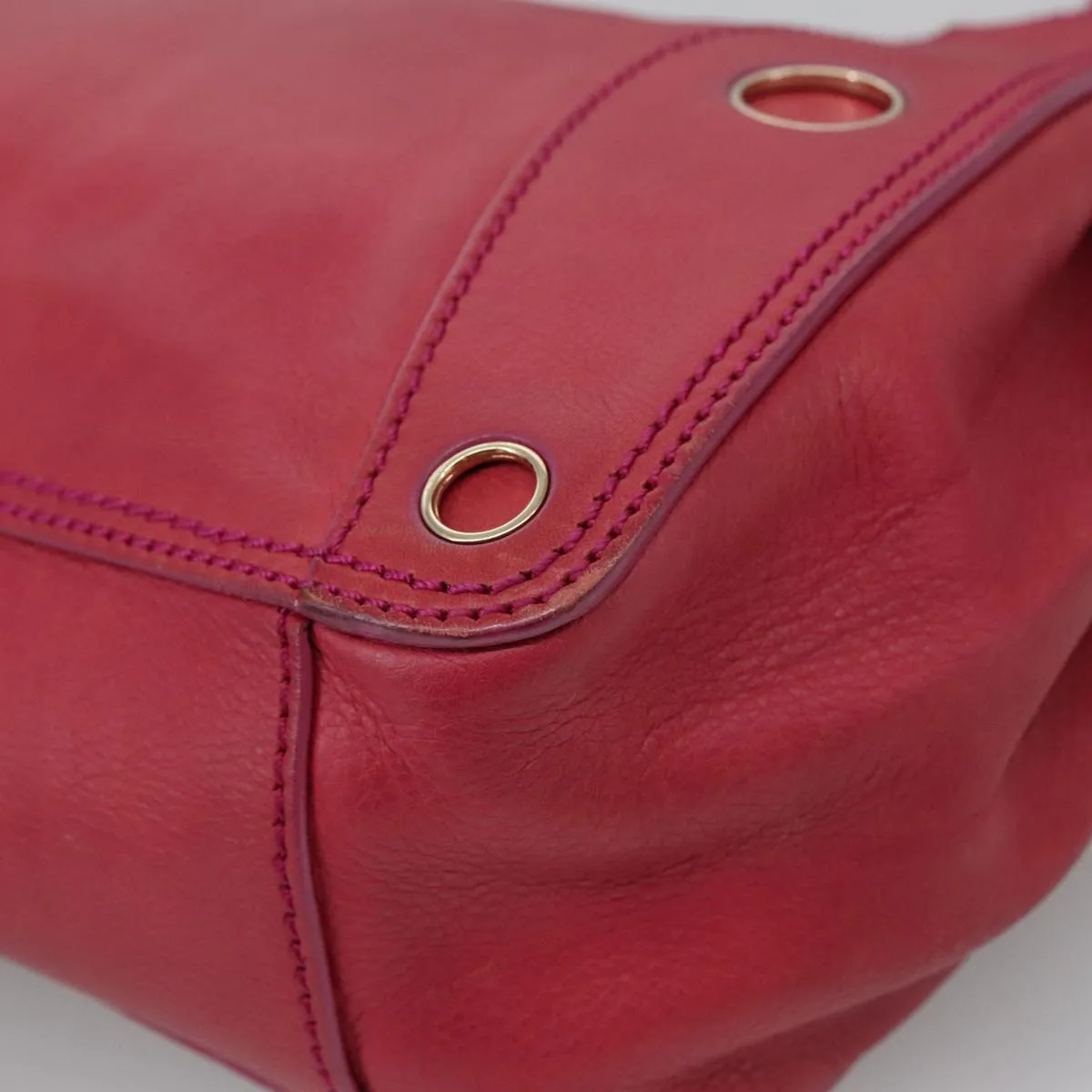 CELINE Shoulder Bag Leather Pink Gold yk15928