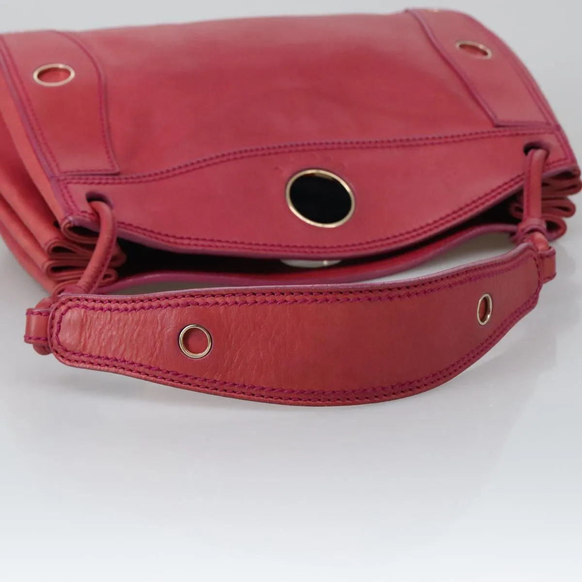 CELINE Shoulder Bag Leather Pink Gold yk15928