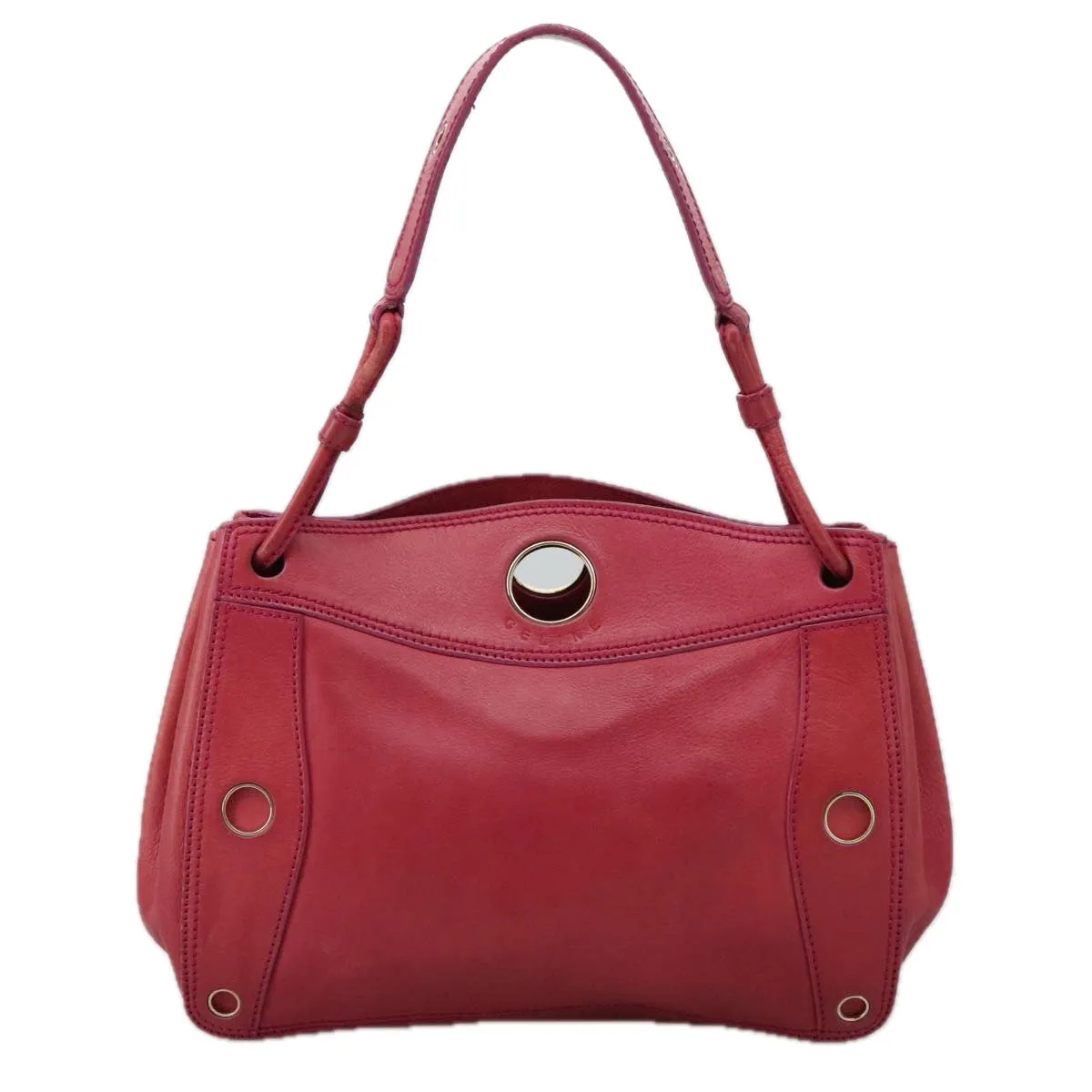 CELINE Shoulder Bag Leather Pink Gold yk15928
