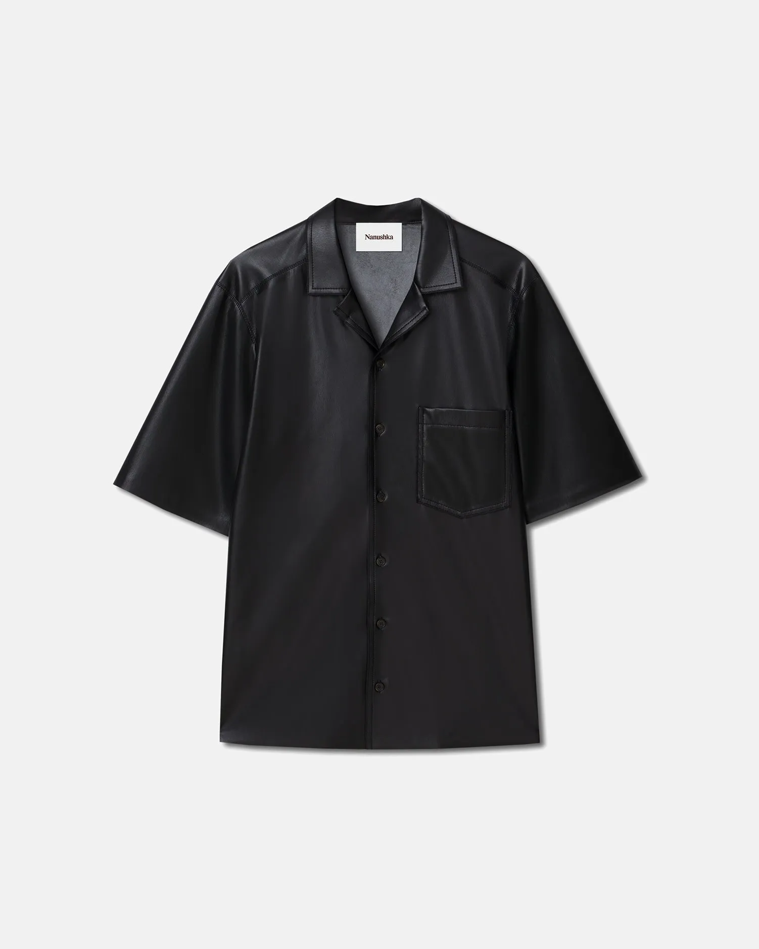 Bodil - Okobor? Alt-Leather Shirt - Black Flatlock Seam Technology Body Fit