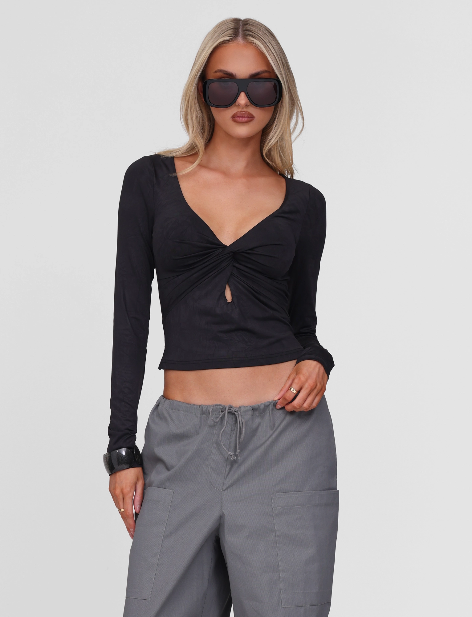 SAFFIRA LONG SLEEVE TOP - BLACK NonToxic Certification
