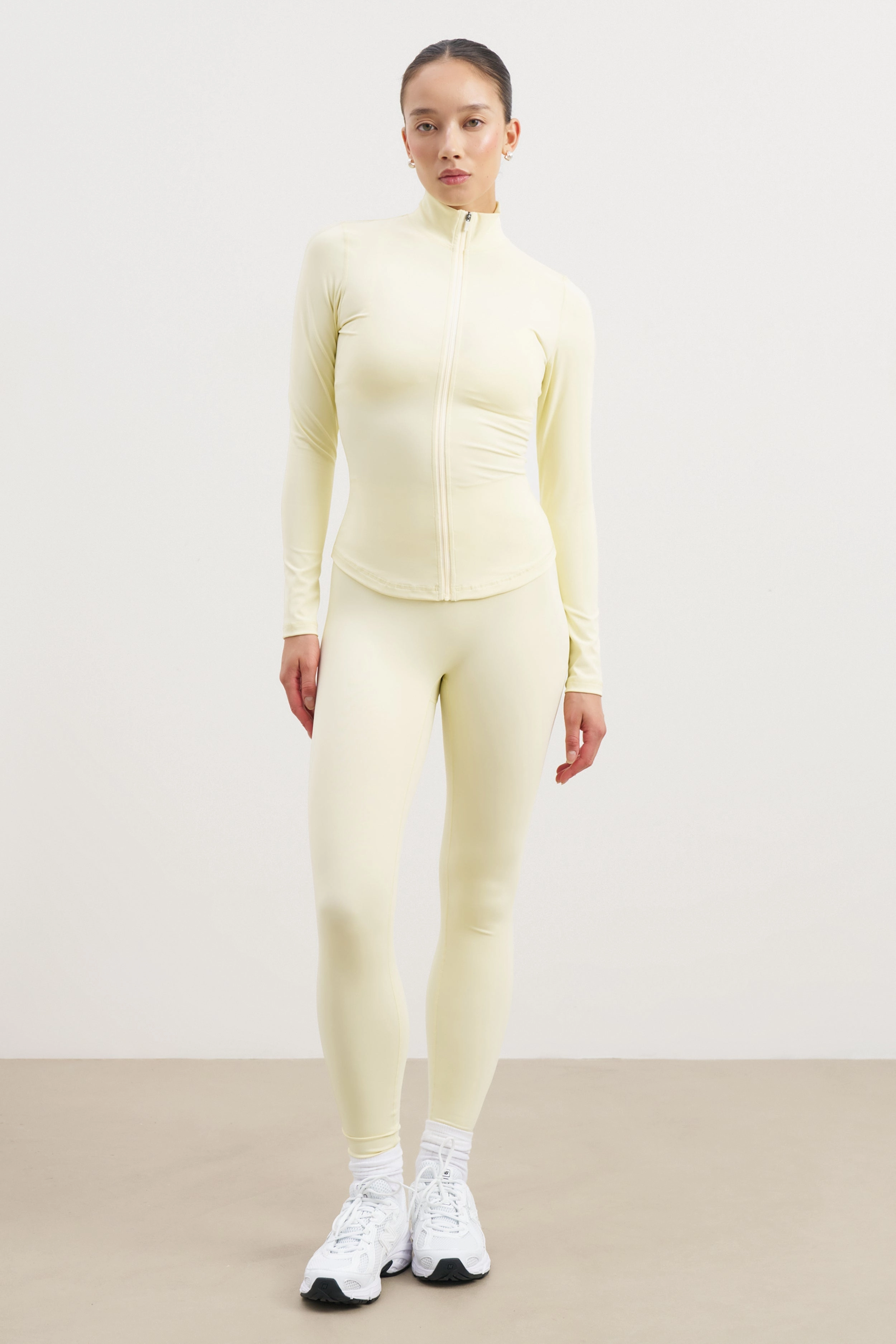 Base Sculpting Zip Up Jacket - Buttermilk PolyesterBlend StainRepellentCoating