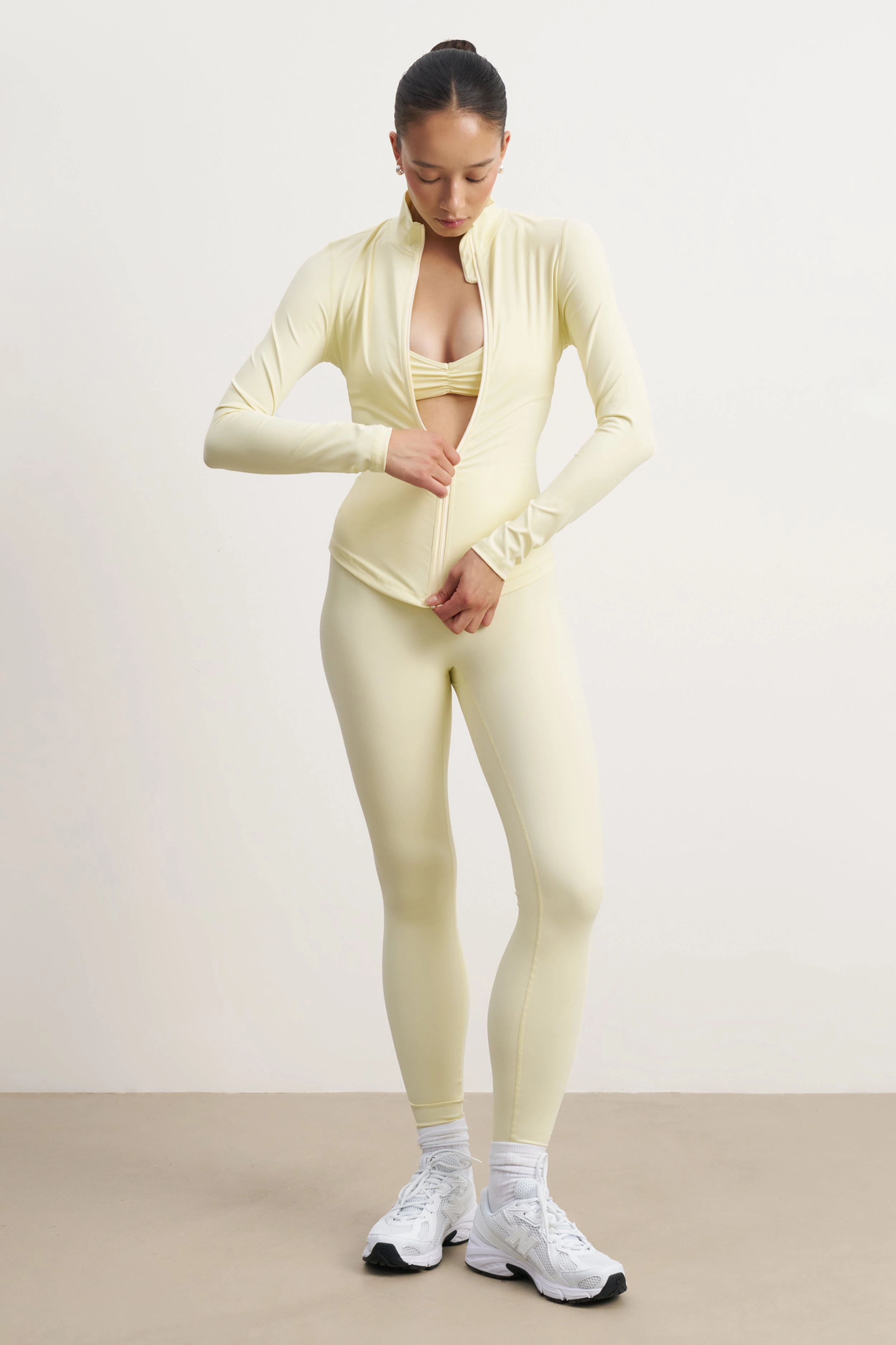 LowProfile Zipper Durable Reinforced Shoulders Base Sculpting Zip Up Jacket - Buttermilk