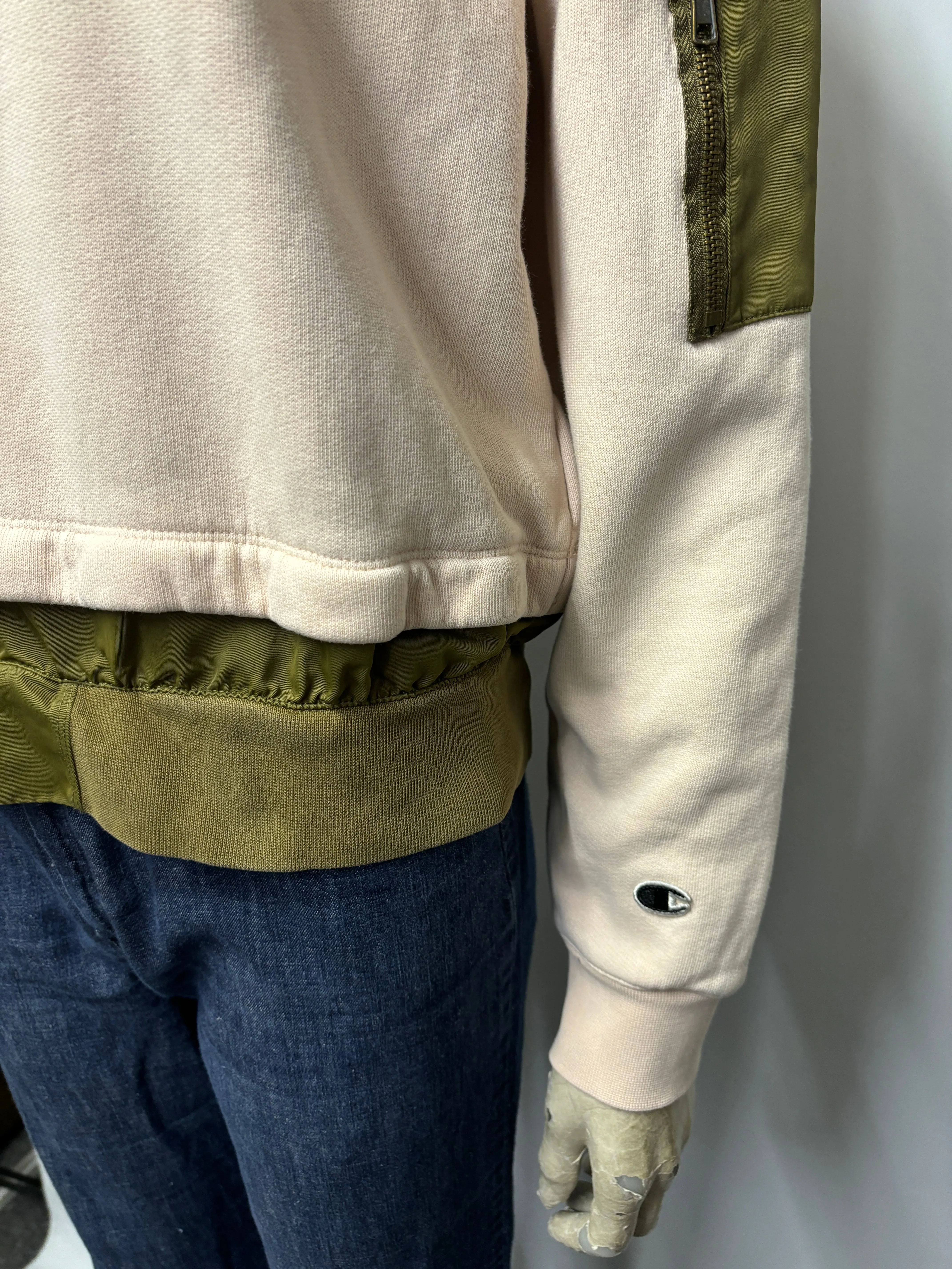Champion Pink and Green Hoodie Small
