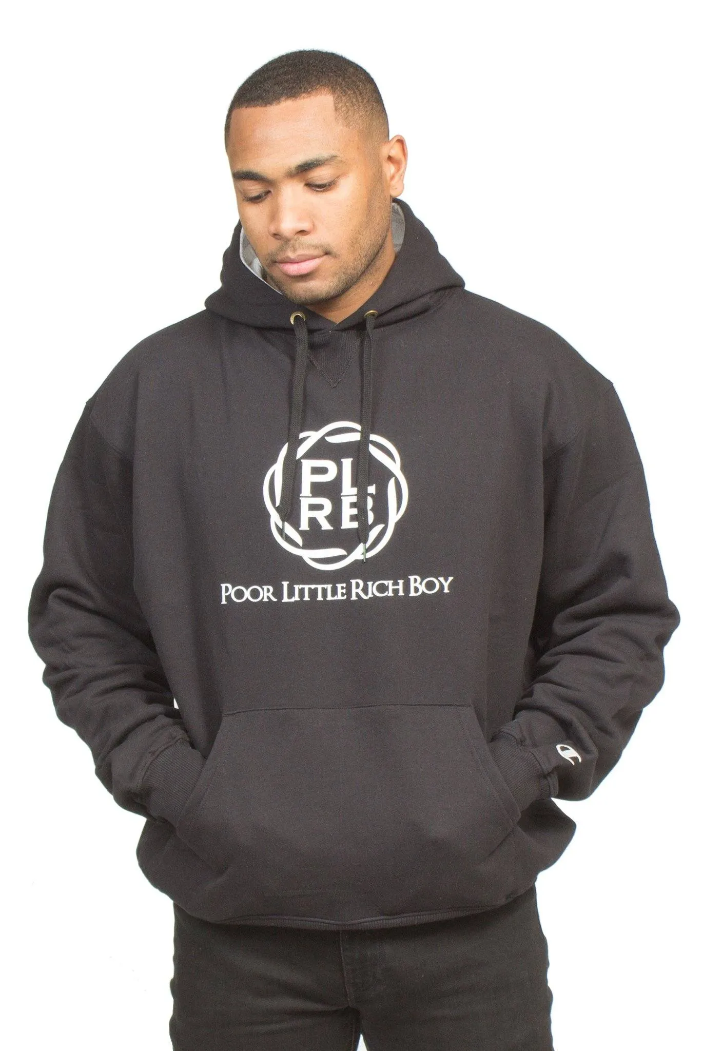 CHAMPION PLRB LOGO OVERSIZED HOODIE IN BLACK