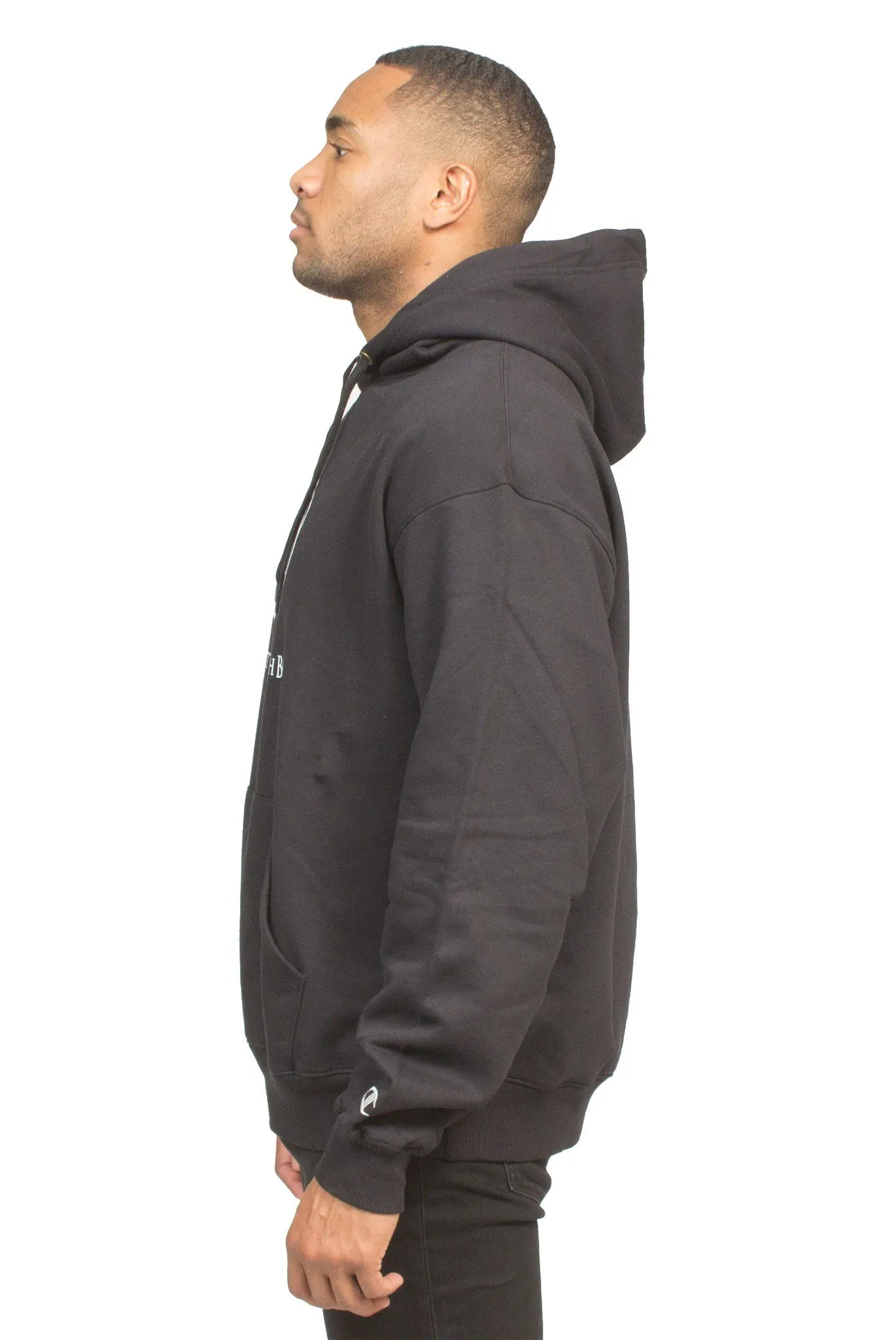 CHAMPION PLRB LOGO OVERSIZED HOODIE IN BLACK