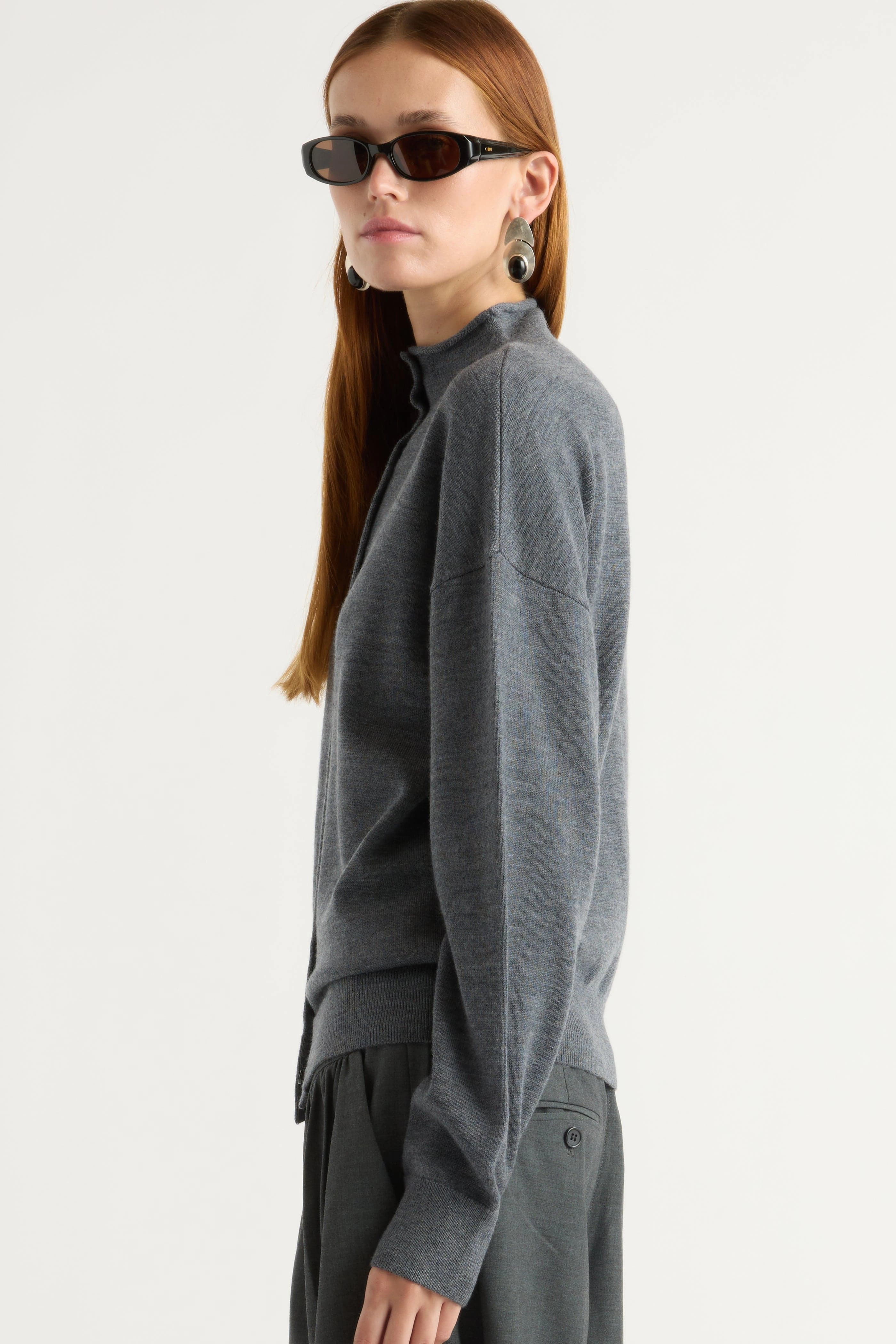 Ergonomic Sleeve Design Light Wear Charlee Lightweight Wool Button Cardigan