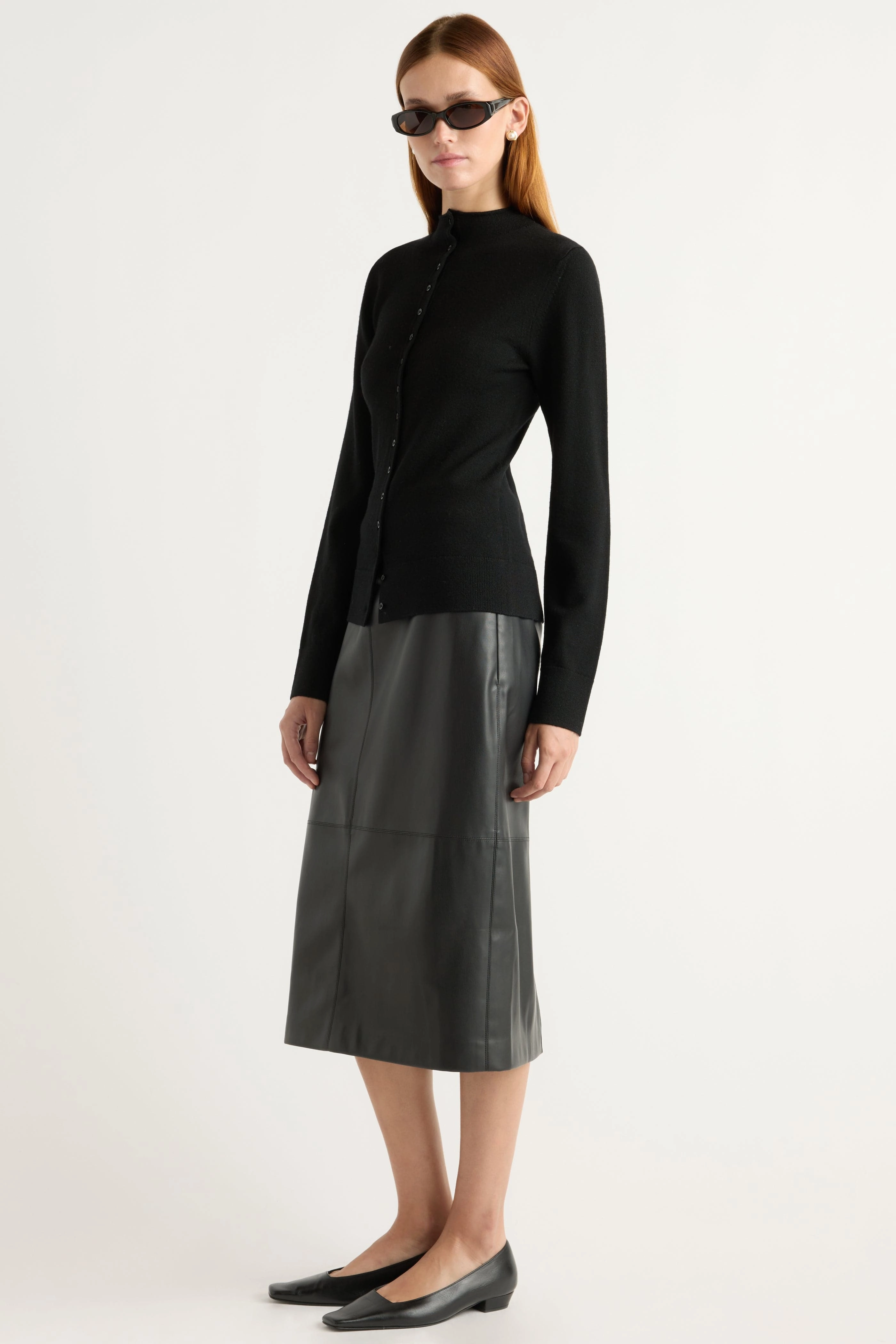 Winter Wearable Charlene Wool Button Mock-Neck Sweater