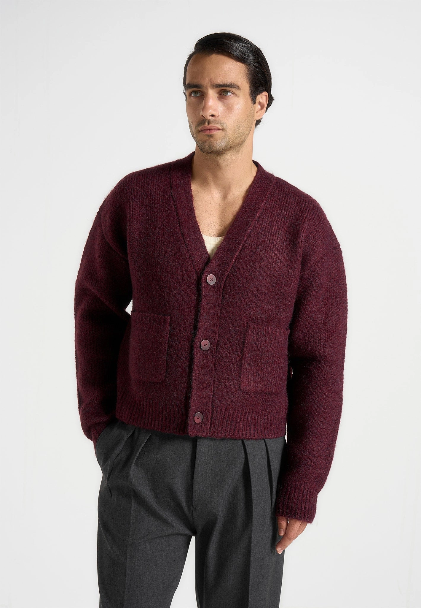 Modern Outfit Daily Favorite Charlie - Unisex Knitted Cardigan - Wine Red