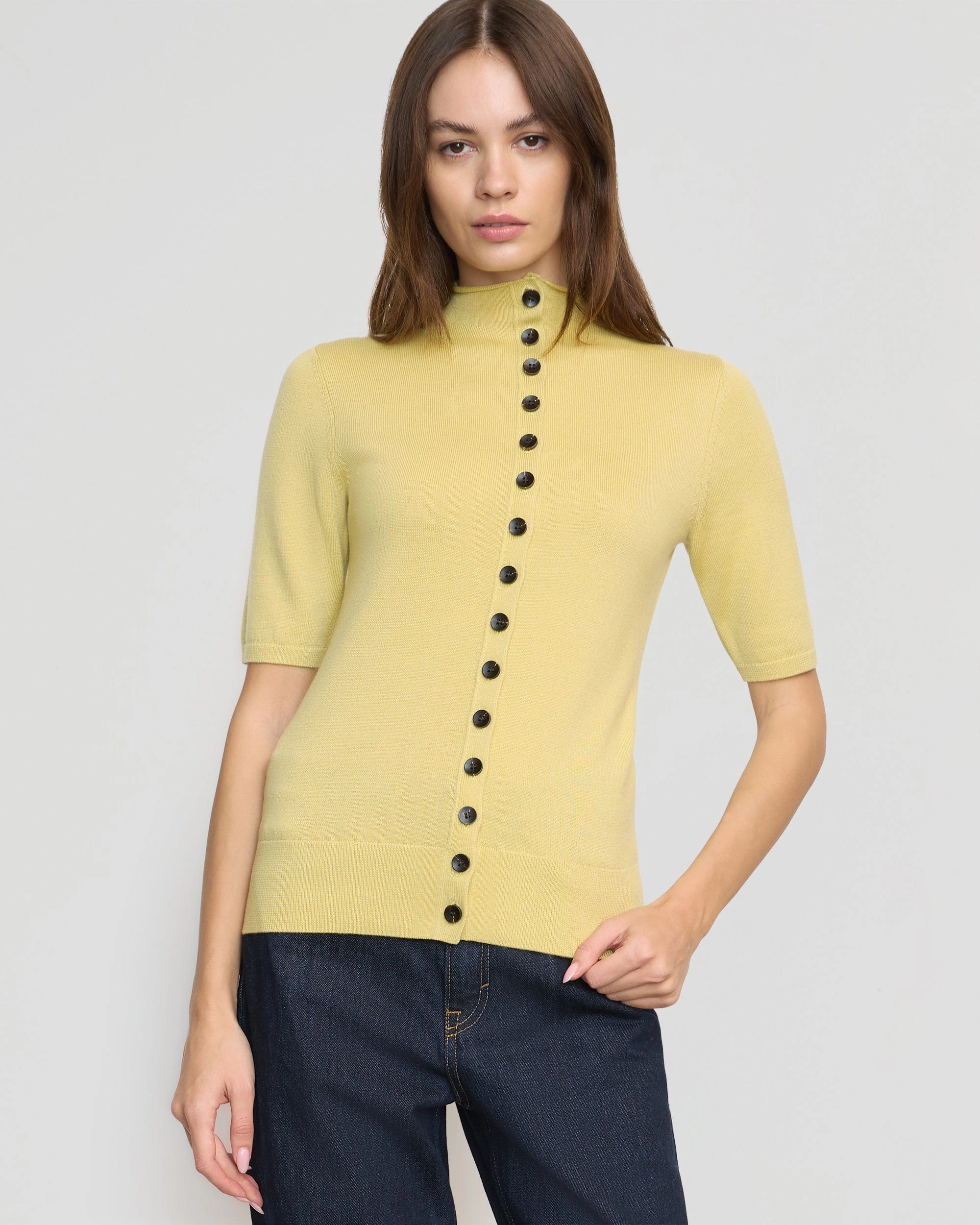 Charlotte Wool Button Short-Sleeve Sweater Casual Vibes