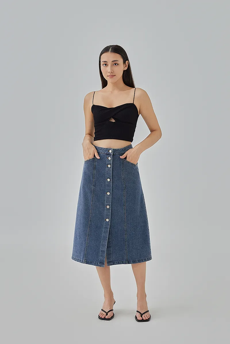 Cherie Denim Button-Up Skirt