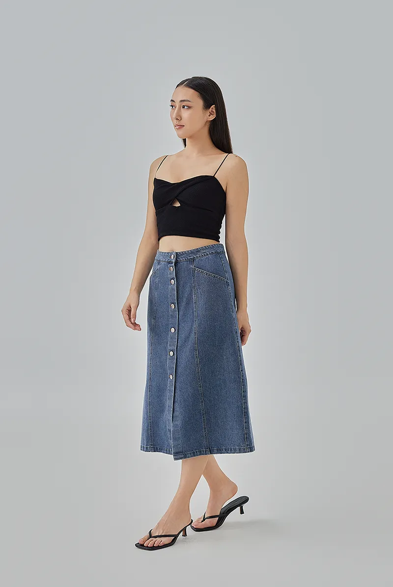 Cherie Denim Button-Up Skirt