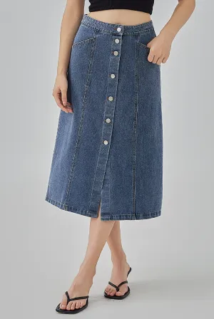 Cherie Denim Button-Up Skirt