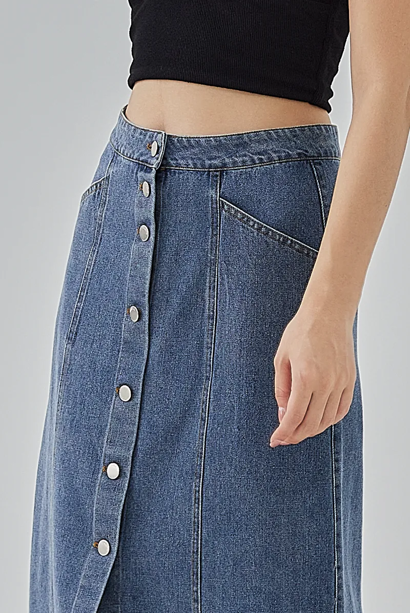Cherie Denim Button-Up Skirt
