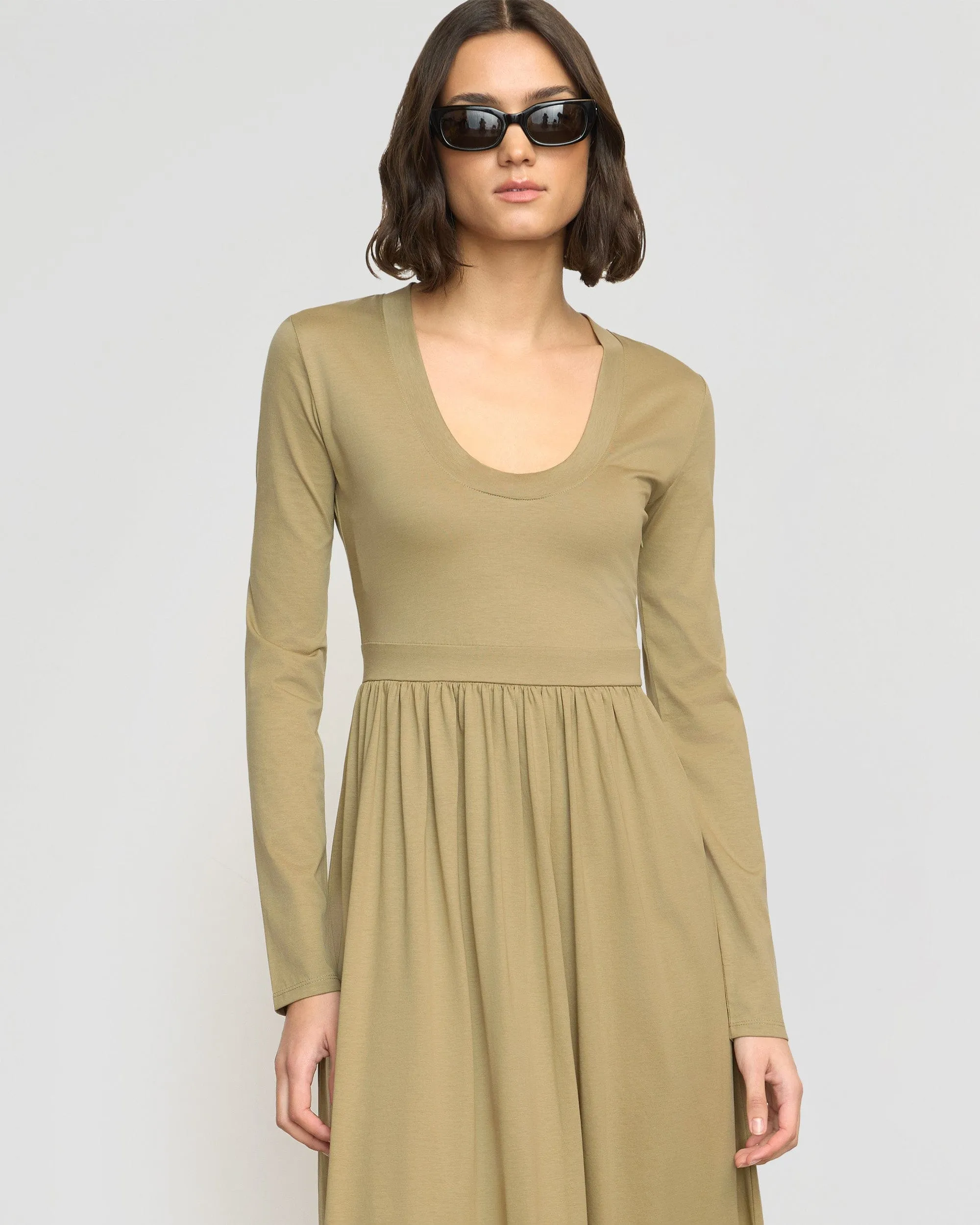 Daily Wear Basic Fashion Cherie U-Neck Jersey Dress