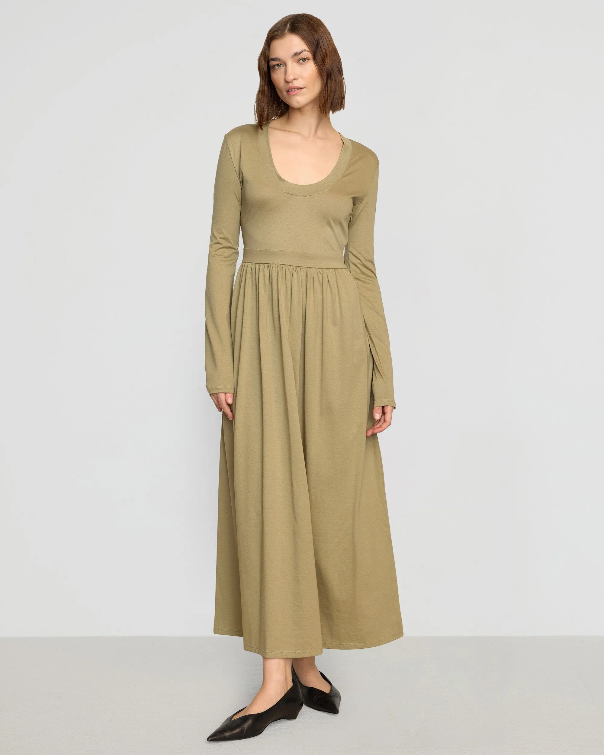 Cherie U-Neck Jersey Dress Clean Mood Event Perfect