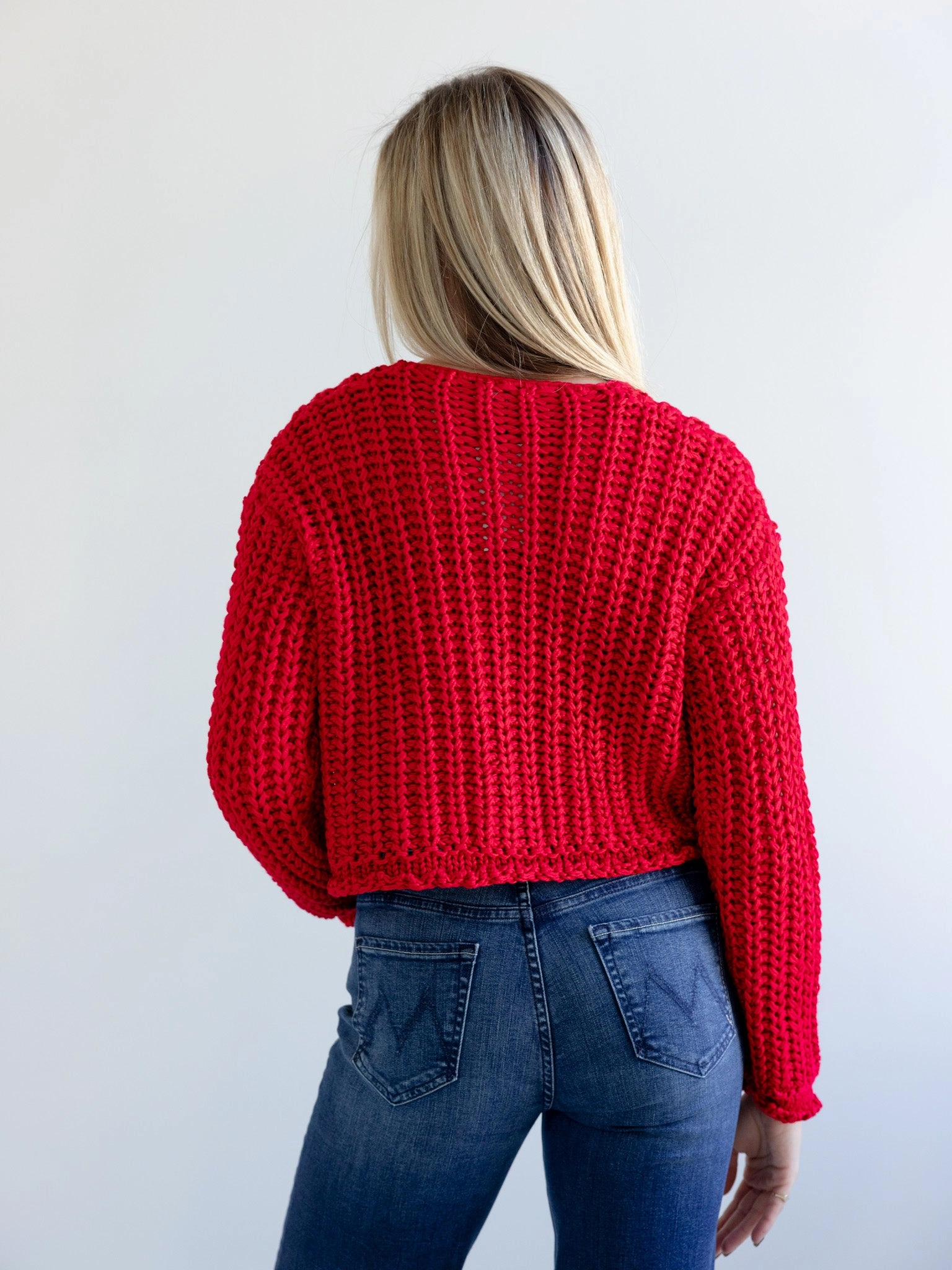 Cherry Red Cardigan Cool Weather