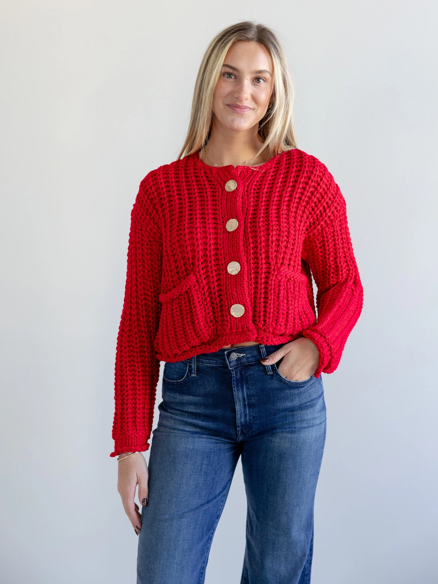 Ethical Production Certified Soft Palette Cherry Red Cardigan
