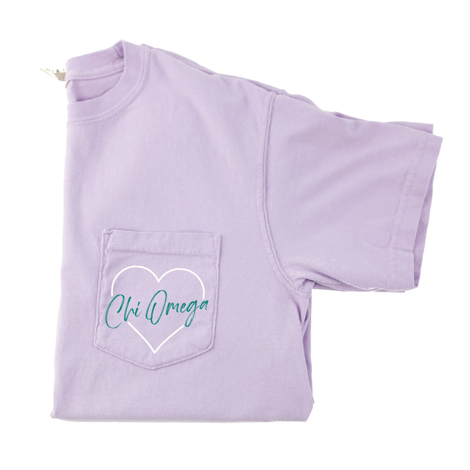 Chi Omega Heart Pocket T-Shirt - Orchid
